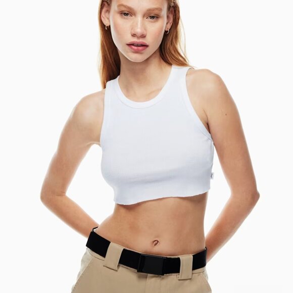 Aritizia Ribbed Cropped Racer Tank S White - Picture 1 of 5